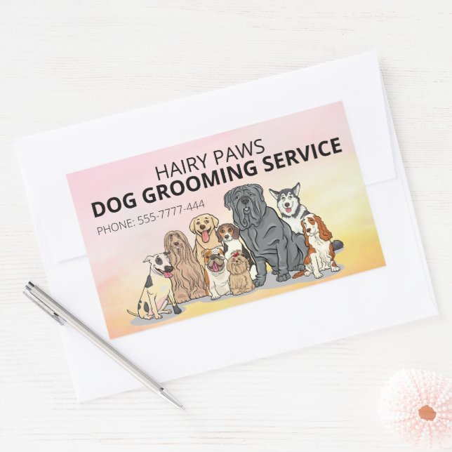Sticker Rectangulaire Feuille d'autocollant d'entreprise Dog Grooming Wa (Enveloppe)