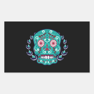 Sticker Rectangulaire Feuille de laurier bleu et Turquoise de sucre