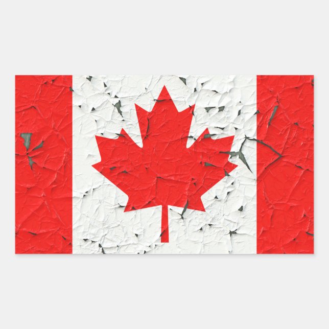 Sticker Rectangulaire Feuille d'érable rouge du Canada Peinture (Devant)