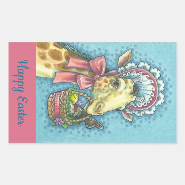 Sticker Rectangulaire Feuille d'TICKER GIRAFFE EASTER (Devant)