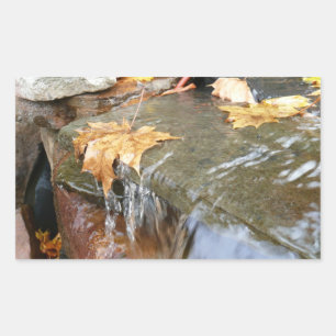 Sticker Rectangulaire Feuilles d'automne dans la cascade II Photographie
