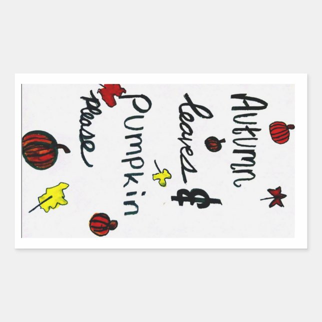 Sticker Rectangulaire Feuilles d'automne et Citrouille S'il vous plaît S (Devant)