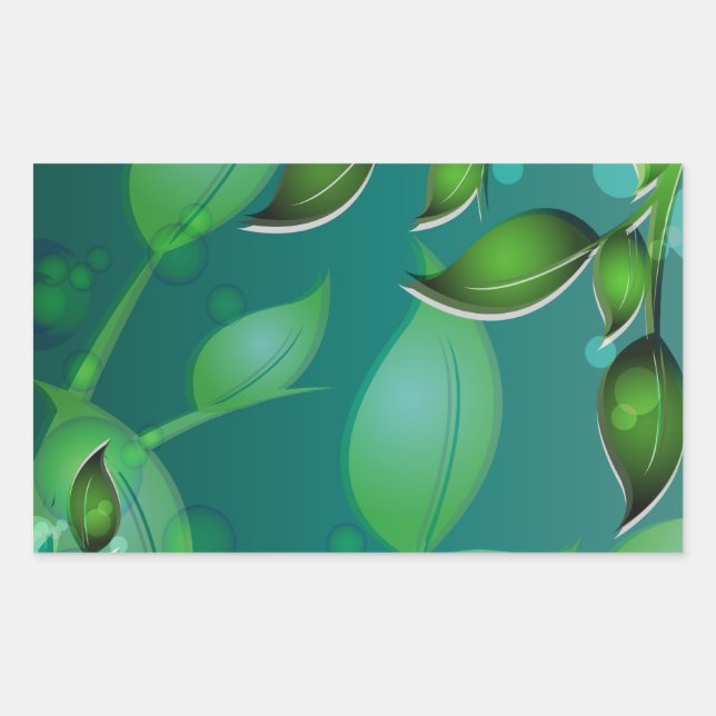 Sticker Rectangulaire Feuilles de jardin frais (Devant)