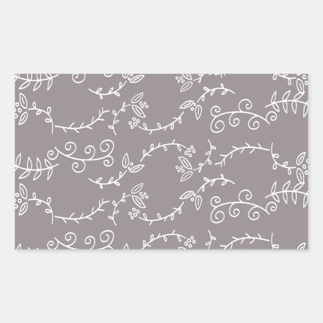 Sticker Rectangulaire feuilles et baies (Devant)