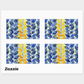 Sticker Rectangulaire Feuilles jaune et bleu