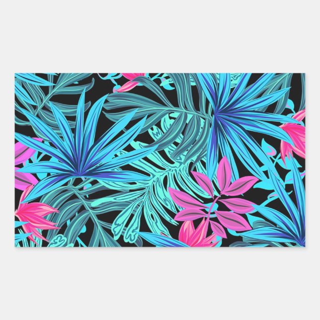 Sticker Rectangulaire Feuilles tropicaux (Devant)