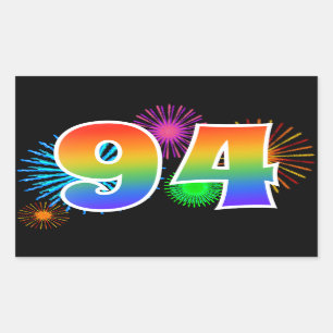 Sticker Rectangulaire Feux d'artifice amusants + Motif arc-en-ciel "94" 