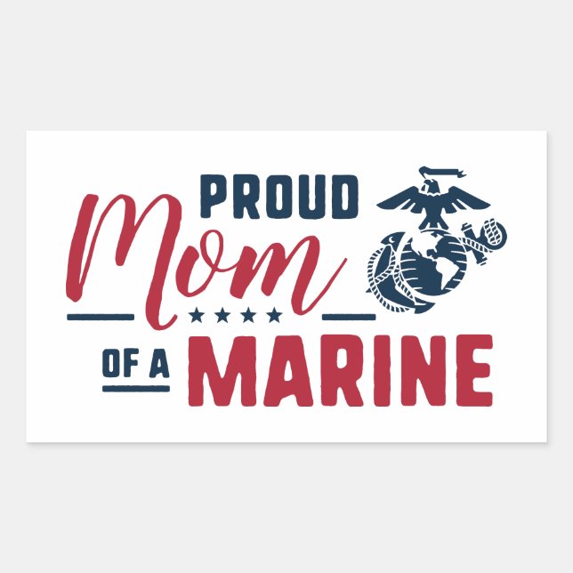 Sticker Rectangulaire Fier maman d'une Marine (Devant)