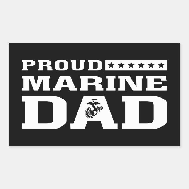 Sticker Rectangulaire Fier Marine Papa (Devant)