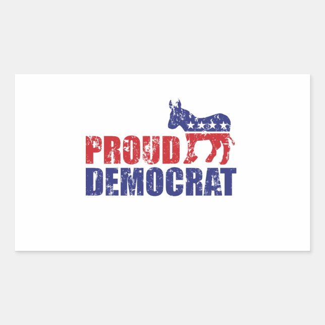 Sticker Rectangulaire Fière Démocrate Distortie (Devant)