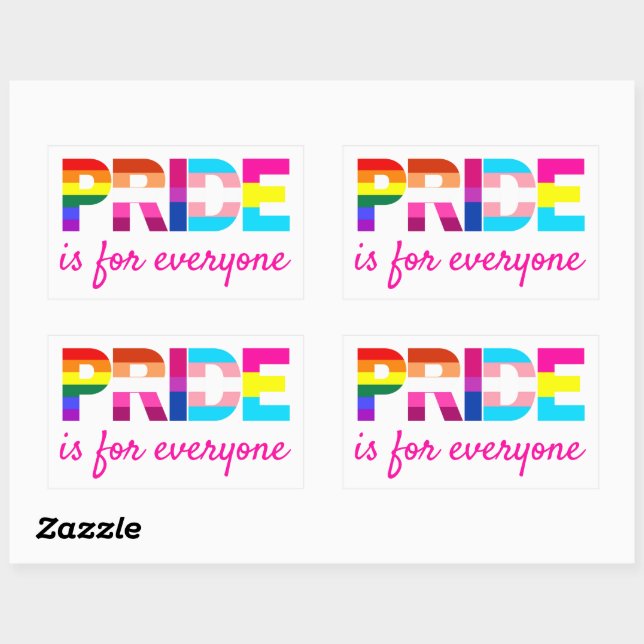 Sticker Rectangulaire Fierté LGBTQ Couleurs arc-en-ciel Typographie (Feuille)