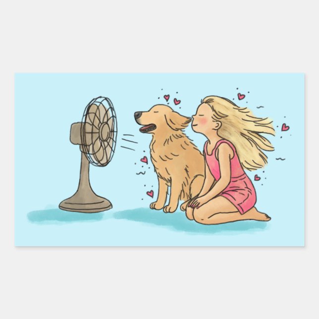 Sticker Rectangulaire Fille au Ventail d'Or (Devant)