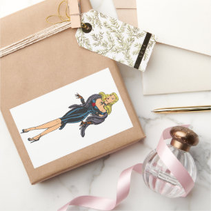 Sticker Rectangulaire Fille de charme glamour vintage rétro blonde