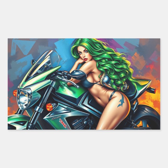 Sticker Rectangulaire fille de motards (Devant)