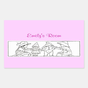 Sticker Rectangulaire Fille et garçon avec jouets Custom Vintage Art