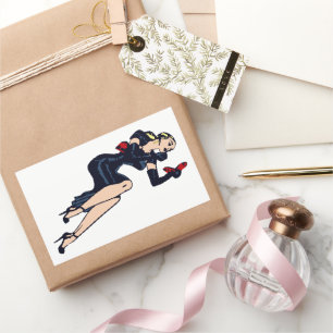 Sticker Rectangulaire Fille pin-up de charme rétro blonde jolie vintage