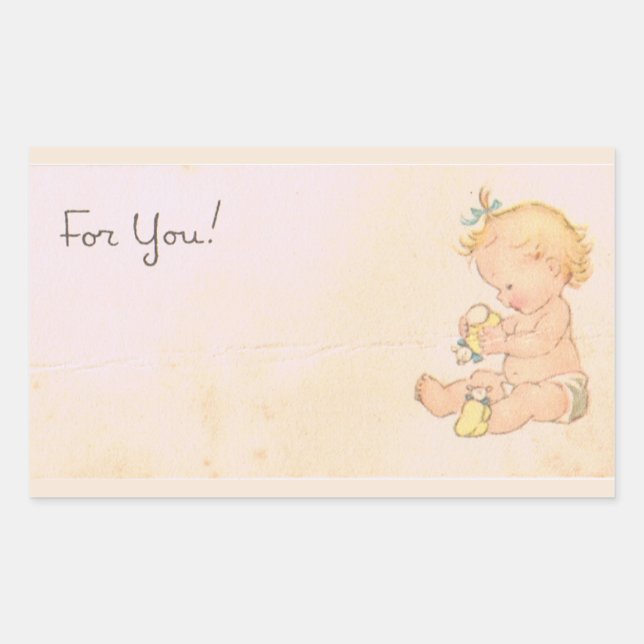 Sticker Rectangulaire Fille vintage (Devant)