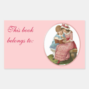 Sticker Rectangulaire Filles Lecture