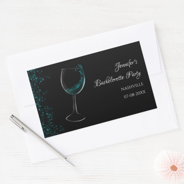 Sticker Rectangulaire Filles week-end bleu Mocktail soirée bachelorette (Enveloppe)