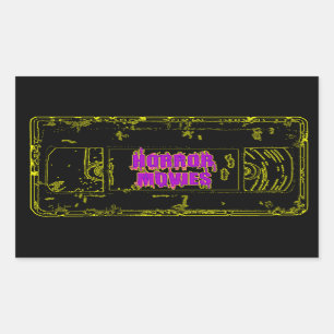 Sticker Rectangulaire Films D'Horreur VHS-Jaune/Violet