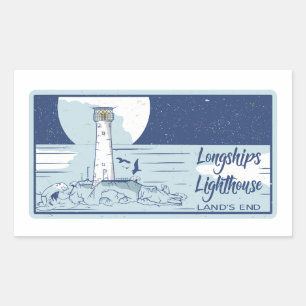 Sticker Rectangulaire Fin des terres du phare de Longships