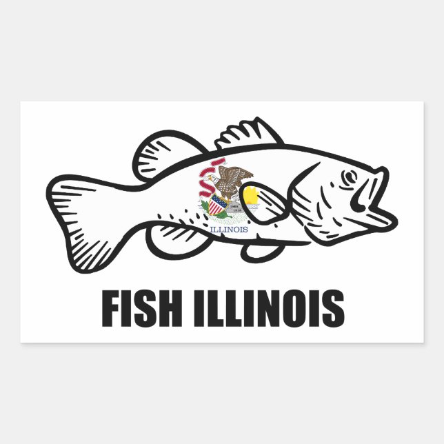 Sticker Rectangulaire Fish Illinois Bass (Devant)