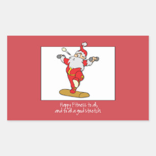 Sticker Rectangulaire Fitness Exercice Noël avec Père Noël