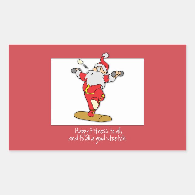 Sticker Rectangulaire Fitness Exercice Noël avec Père Noël (Devant)