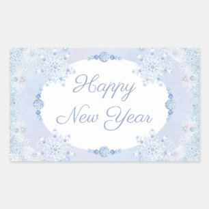 Sticker Rectangulaire Flacon de neige bleu glace