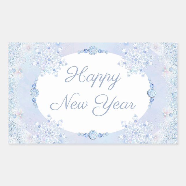 Sticker Rectangulaire Flacon de neige bleu glace (Devant)