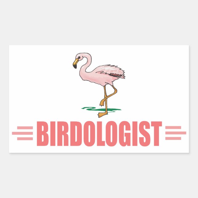 Sticker Rectangulaire Flamant rose drôle (Devant)