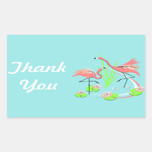 Sticker Rectangulaire Flamant rose Fandango Duo Happy Anniversaire autoc