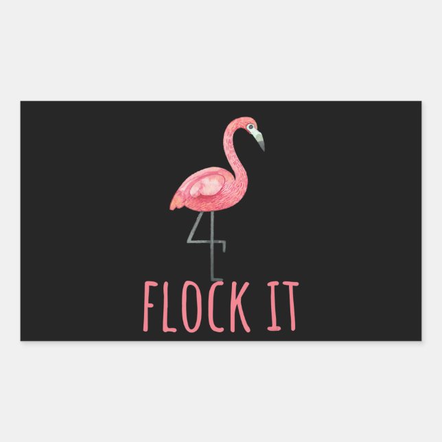 Sticker Rectangulaire Flamant rose | Flamant rose - Flock It (Devant)