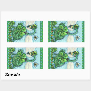 STICKER RECTANGULAIRE FLAMANT ROSE VERT IRLANDAIS, MÊME HAPPY ST. JOUR D