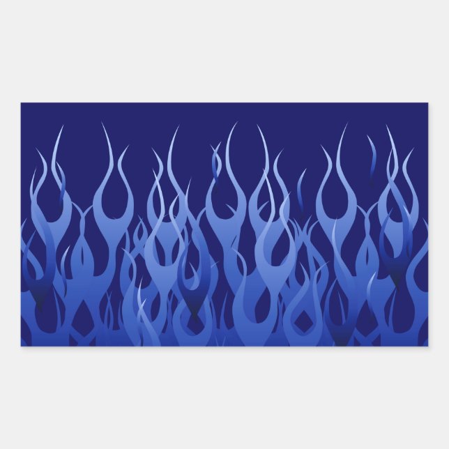 Sticker Rectangulaire Flammes cool Blue Racing (Devant)