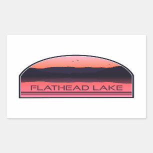 Sticker Rectangulaire Flathead Lake Montana Red Sunrise