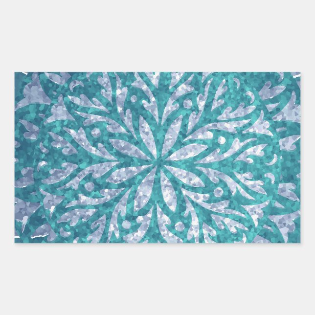 Sticker Rectangulaire Fléau de neige bleu turquoise (Devant)