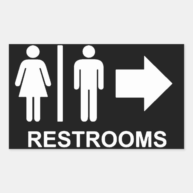 Sticker Rectangulaire Flèche de signalisation de toilettes (Devant)