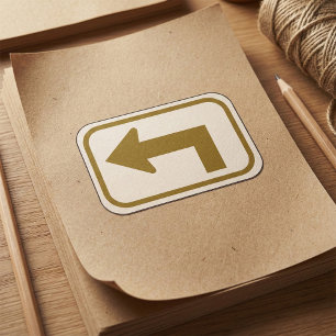 Sticker Rectangulaire Flèche vers la gauche Symbole de route directionne