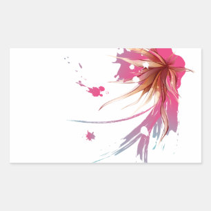 Sticker Rectangulaire Fleur Abstraite d'Hibiscus
