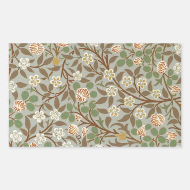 Sticker Rectangulaire Fleur botanique de trèfle William Morris (Devant)