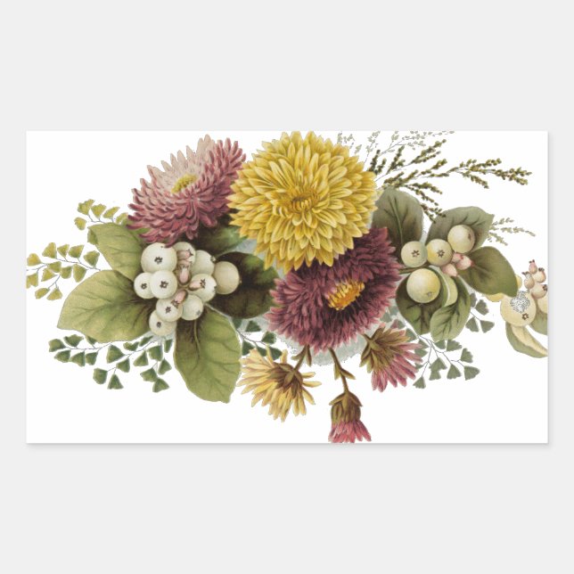 Sticker Rectangulaire Fleur de chrysanthème mère florale (Devant)