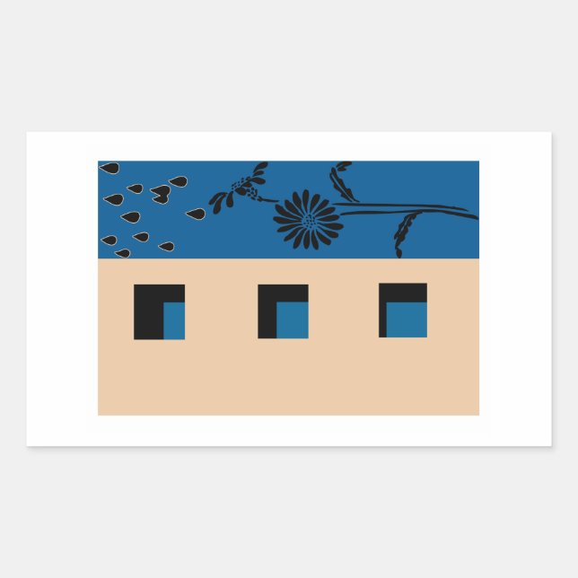 Sticker Rectangulaire Fleur de construction (Devant)