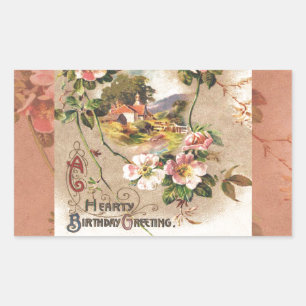 Sticker Rectangulaire Fleur de naissance victorienne de l'époque 1800