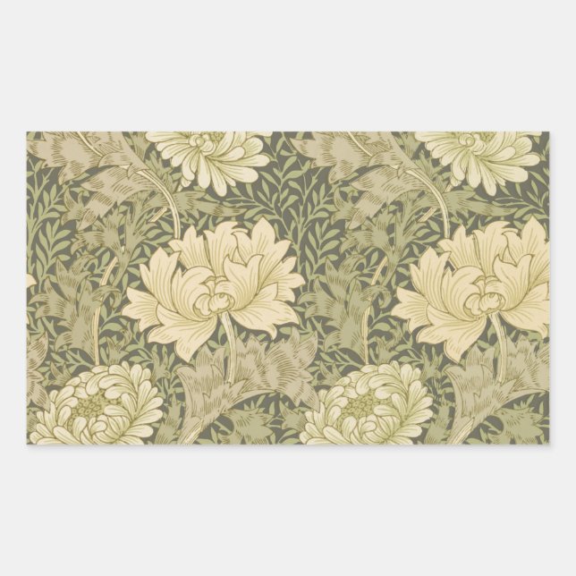 Sticker Rectangulaire Fleur de Sauge Chrysanthème de William Morris (Devant)