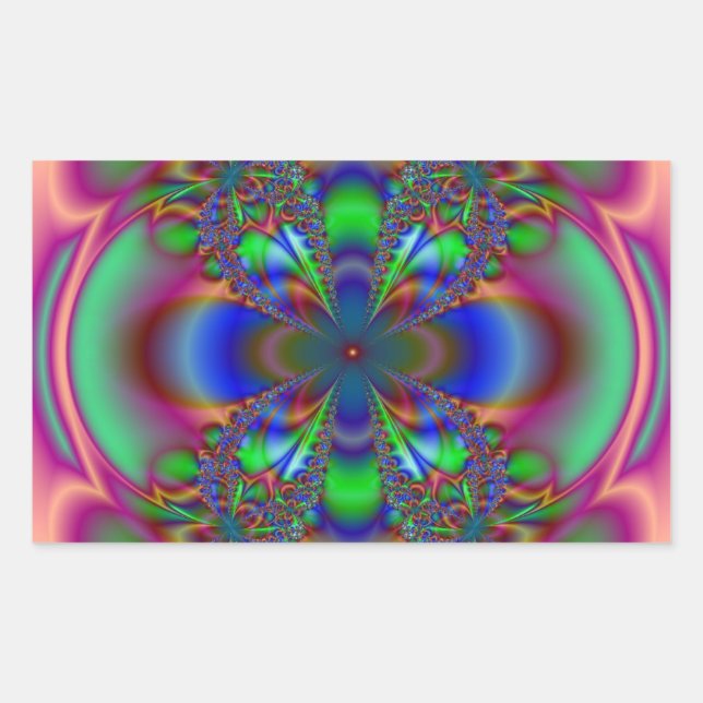 Sticker Rectangulaire Fleur fractale dans plusieurs couleurs (Devant)