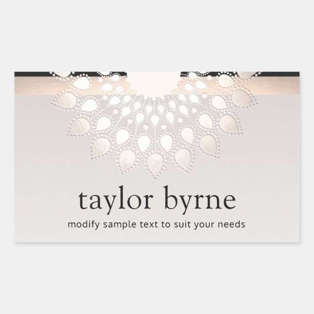 Sticker Rectangulaire Fleur Lotus Argent Spa holistique et beauté (Devant)