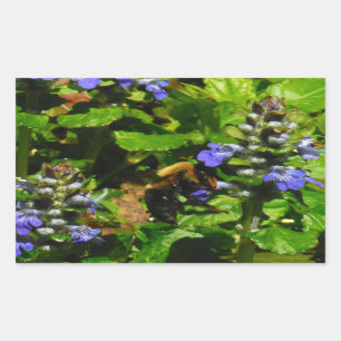 Sticker Rectangulaire Fleur violette et abeille boursouflante