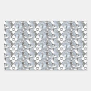 Sticker Rectangulaire Fleurs blanches Argent String Art NVN171 NavinJOSH