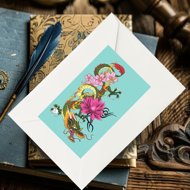 Sticker Rectangulaire Fleurs chinoises de cerisiers de Lotus (Créateur téléchargé)